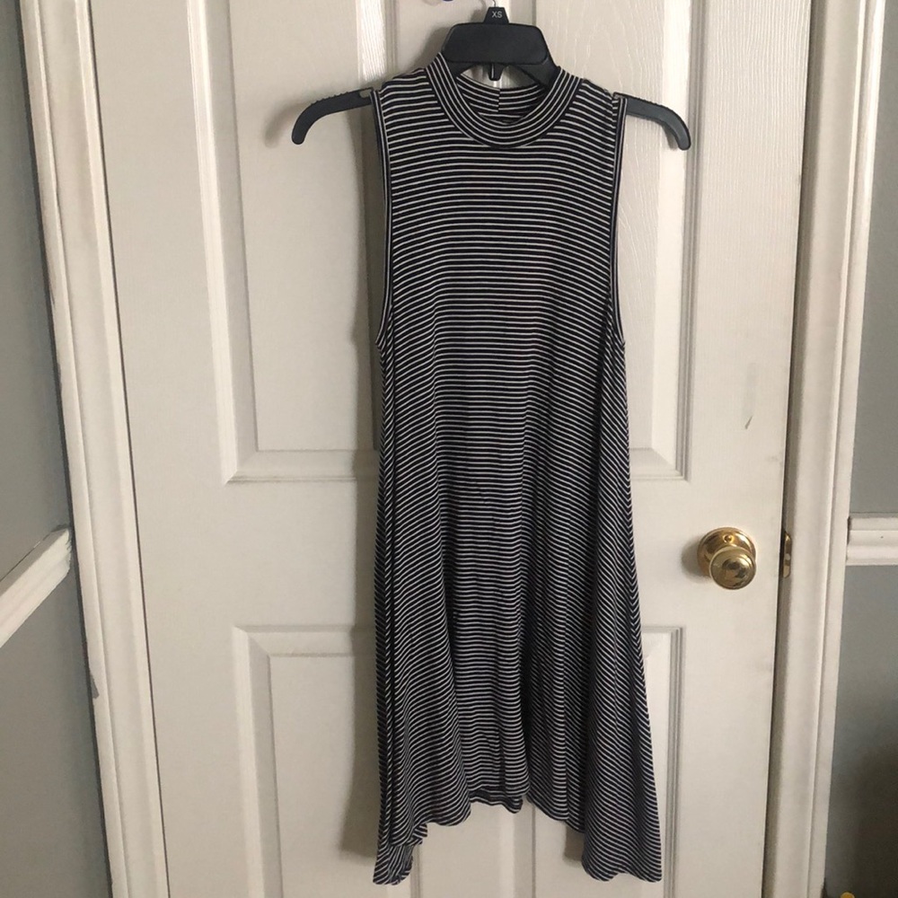 Dark Navy Blue and White Stripped Sun Dress